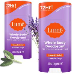 Lume Whole Body Deodorant - Smooth Solid Stick - 72 Hour Odor Control - Aluminum Free.
